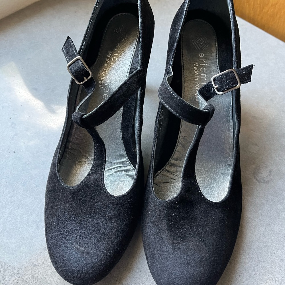 Eric Michael black suede Mary Janes size40 worn once to wedding